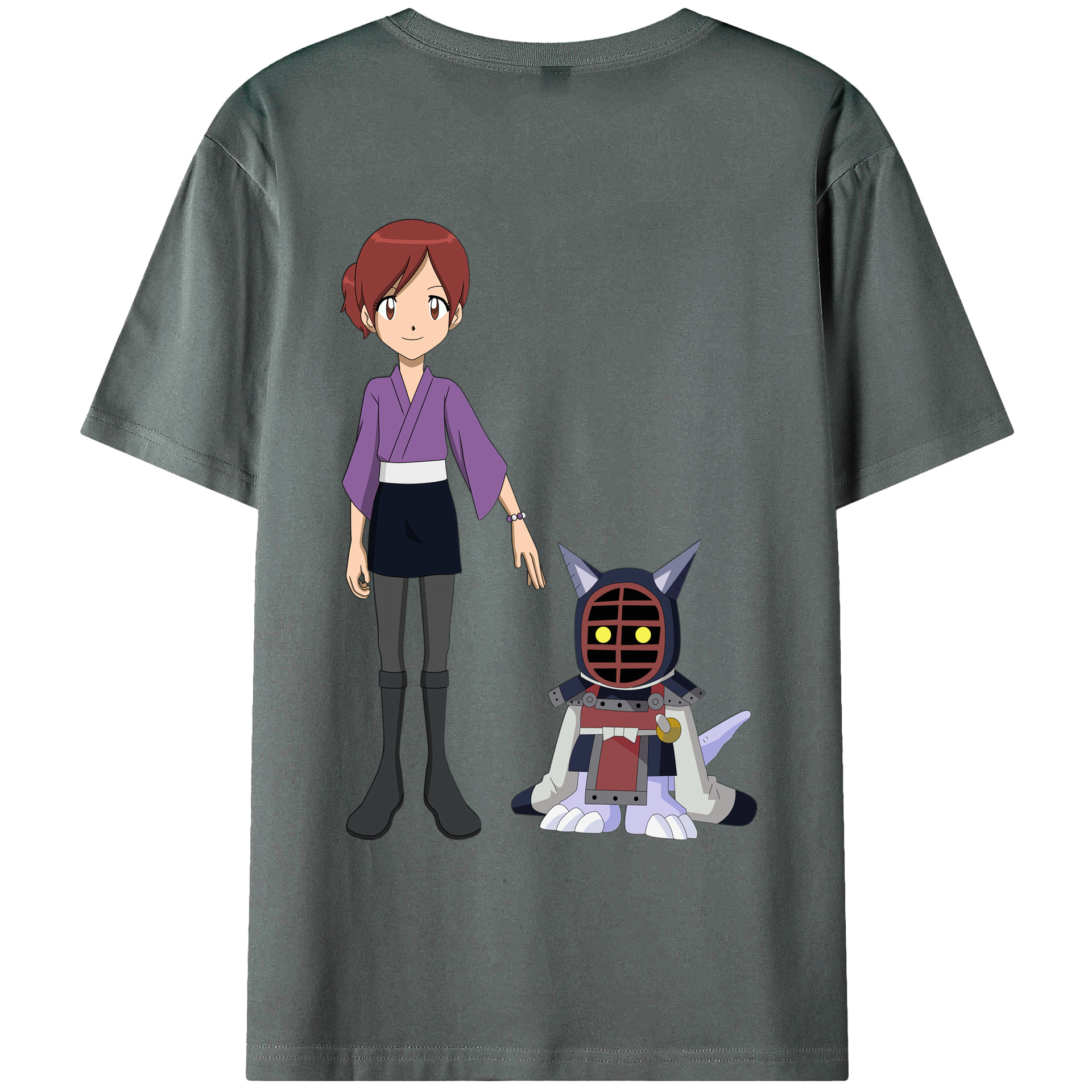 （画像用） Digimon デジタルモンスター/デジモン 綿100％ メンズ半袖Tシャツ（バックプリント） 通気性